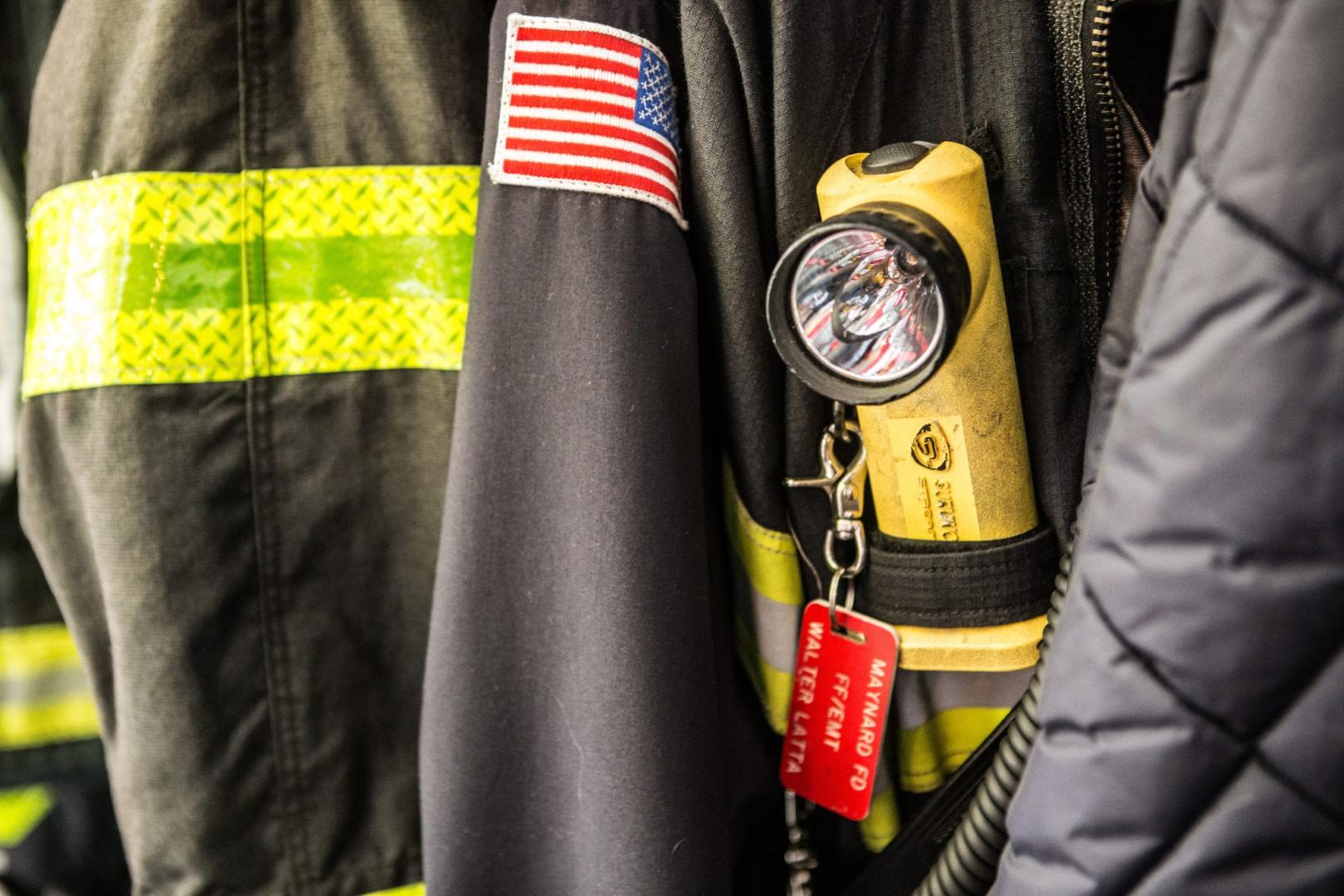 Firefighters Stand at Attention for Minute of Silence